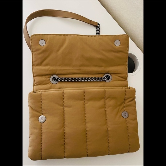 NWOT | ZARA QUILTED NYLON SHOULDER BAG WITH CHAIN & LEATHER STRAP - Picture 4 of 6